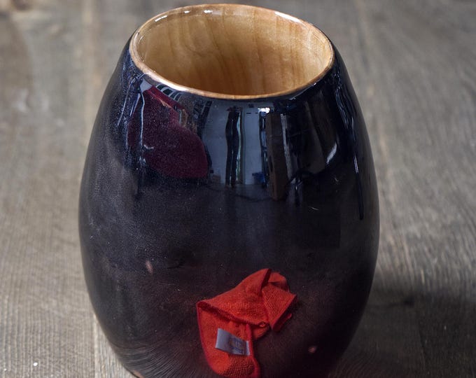 UNIQUE Handcrafted Luxury Poplar Wood Vase, Unique Gift For Mom, New Mom Gift, Glossy Wood Vase, Gift For Her, named Essence Of Darkness