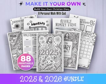 Christian Printable Planner, Bible Study Journal, Daily Devotional PDF, Scripture Calendar, Faith-Based Bullet Journal Gift