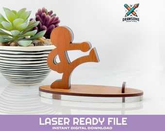 Ninja Phone Stand Laser Cut SVG Files, Cell Phone Holder Vector DXF Files For Laser Cutting, Mobile Phone Docking Station File for Glowforge