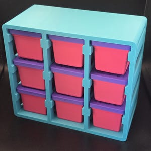 Mini Tote Storage Rack Set | 9 Mini Bins With Lids + Wall Rack Included | Screw & Hardware Organizer | Custom Colors | XYZ 3D