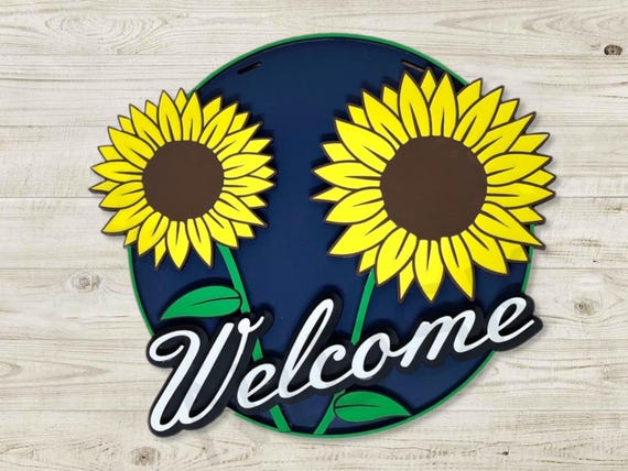 Welcome Door Hanger with Sunflowers - Brighten Up Your Home with This Cheerful Floral Decoration