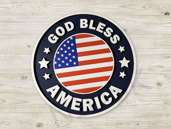 Patriotic Door Hanger - God Bless America Sign - Indoor/Outdoor Decor for National Holidays