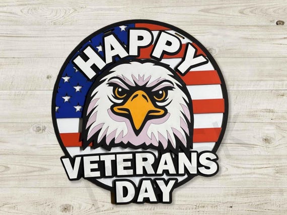 Veterans Day Door Hanger - Celebrate and Honor with a Happy Veterans Day Sign - Ideal for Front Door or Porch