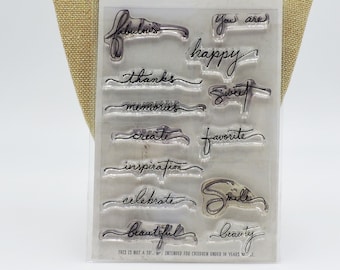 Inspirational Words Polymer Cling Stamps, Gently Used