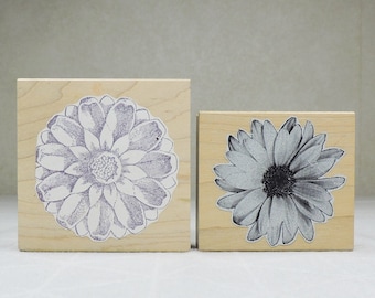 Flower Rubber Stamps, Gently Used Wood Mounted Rubber Stamps