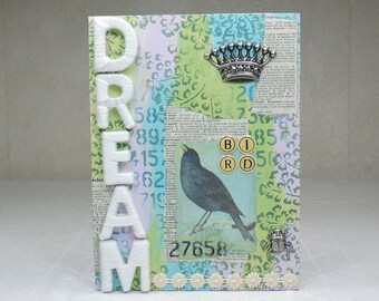 Mixed Media Collage on Wood Panel- Dream Collage