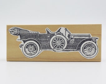 Wood Mounted Rubber Stamp of a Vintage Car, Gently Used Rubber Stamp