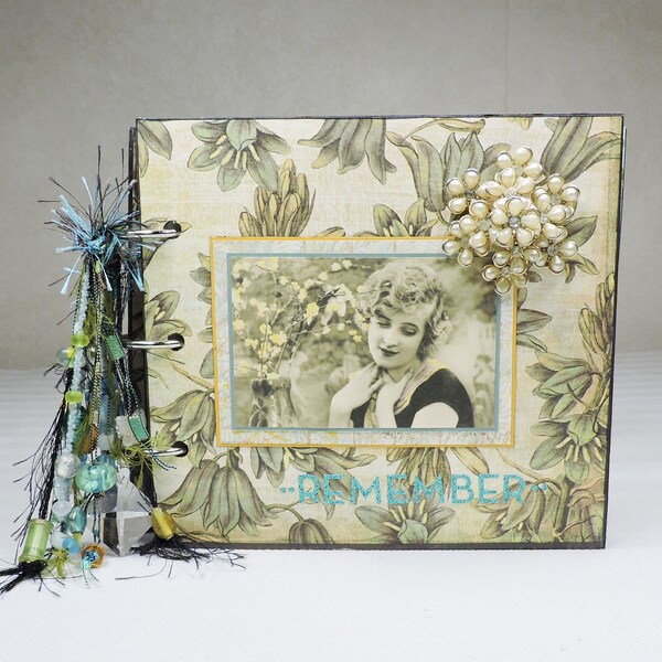 Vintage Women Mixed Media Book, 3D Embellishments Art