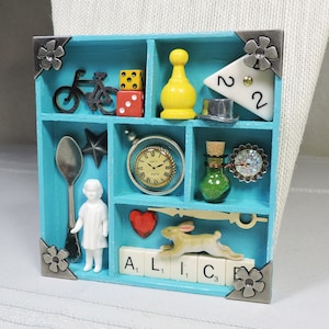 Mixed Media Mini Collage Shadow Box- Alice in Wonderland