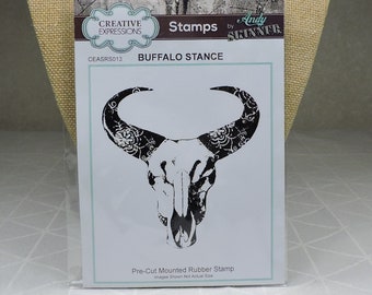 Buffalo Skull Cling Mounted Stamp, Gently Used