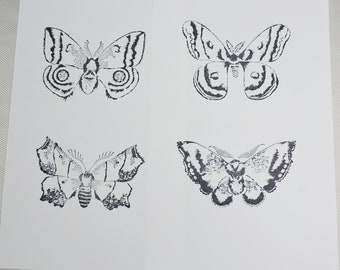 Butterfly Rubber Stamps mounted on cushion, gently used, 4 images of butterflies, moths