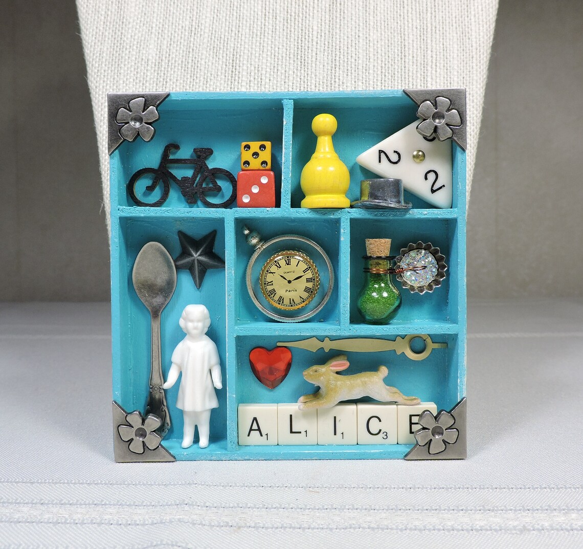 Mixed Media Mini Collage Shadow Box Alice in Wonderland Etsy