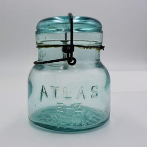 Blue Canning Jar, Atlas E-Z Seal Jar, Blue Jar, One Pint Jar