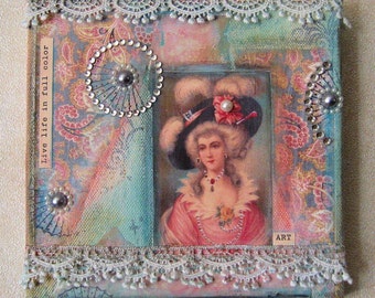 Original Mixed Media Collage on Canvas "Marie Antoinette"