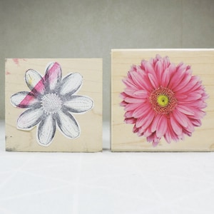 Gently Used Wood Mounted Rubber Stamps, Flower Rubber Stamps