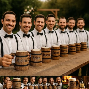 Set di 4, 5, 6, 7, 8 tazze per lo sposo, boccali da birra personalizzati, regali per lo sposo, addio al celibato, regalo personalizzato per il testimone dello sposo, boccale per uomo