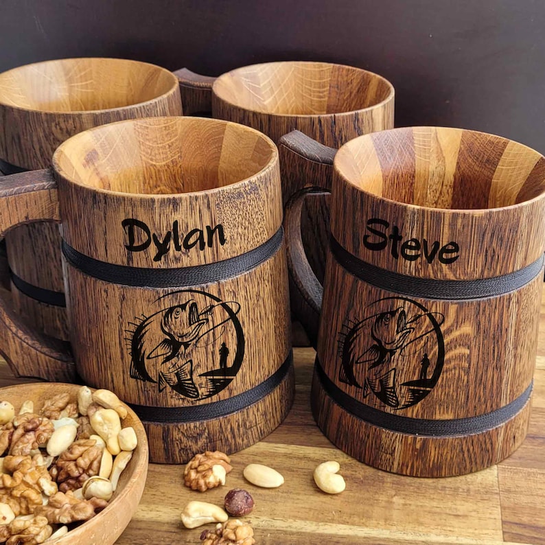 Engraved Wooden Beer Mug – Rustic Holz Bierkrug, Handcrafted Gift for DnD Fans or Him image 10