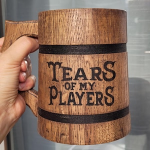 Engraved Wooden Beer Mug – Rustic Holz Bierkrug, Handcrafted Gift for DnD Fans or Him image 11