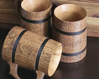 Personalized medieval-style tankard, Engraved Wooden Mug for Renaissance festivals, LARP (Live Action Role-Playing)