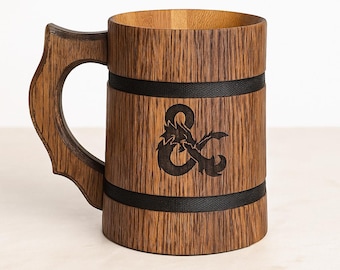 Gegraveerde eiken DnD-mok: Dungeon Master-cadeau, gamer-pul 20oz