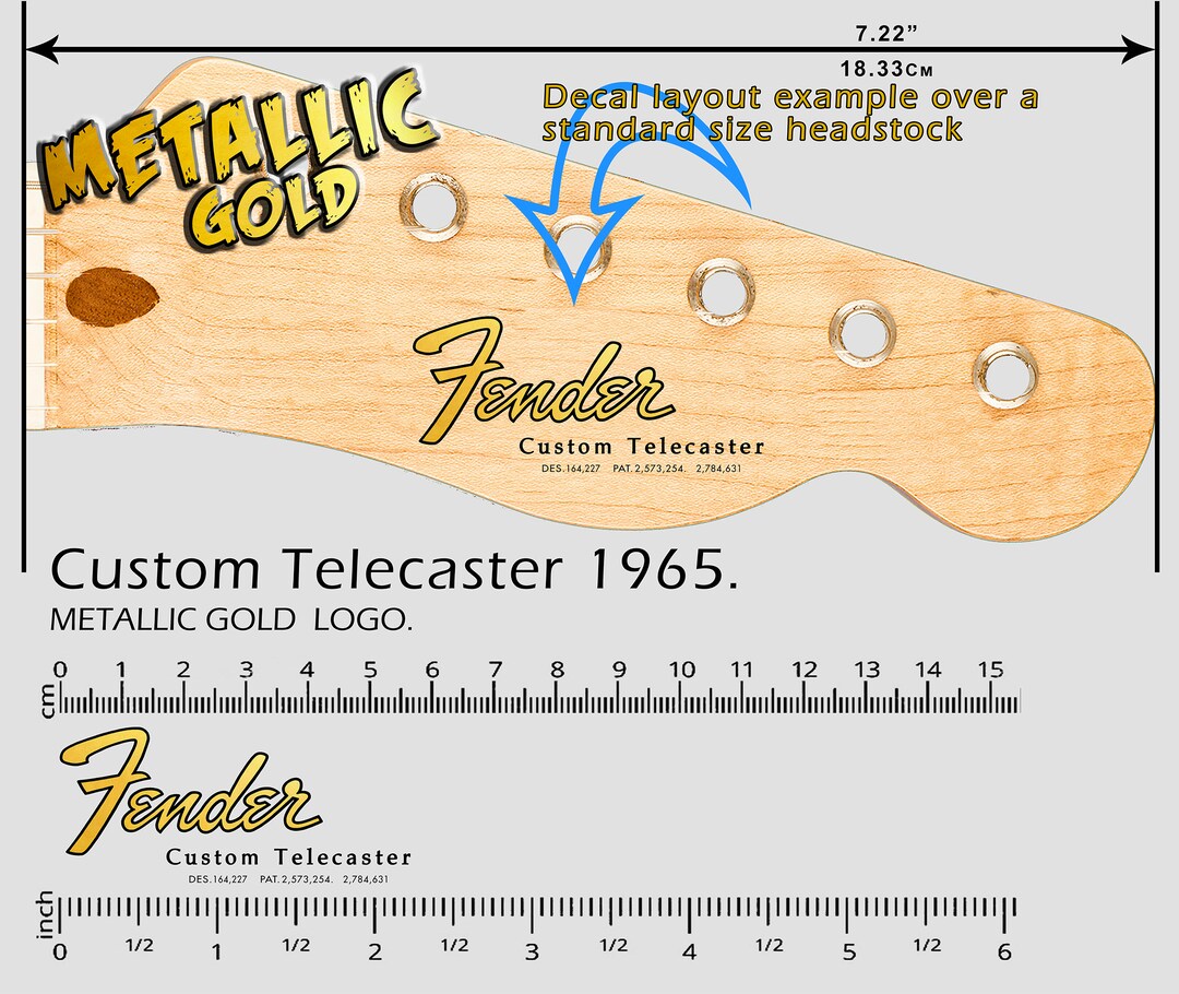 Telecaster Letters Custom Telecaster 1965 GOLD LOGO - Waterslide Decal - Etsy
