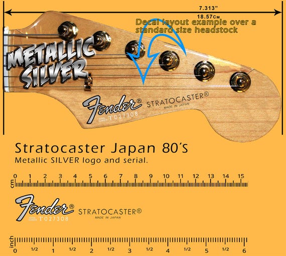 Stratocaster Japan 80s SILVER LOGO - Waterslide Decal - Etsy