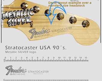Stratocaster USA  1990s SILVER LOGO - Waterslide Decal