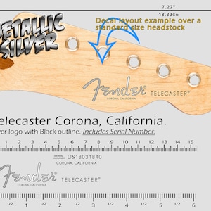 Telecaster Corona, California SILVER LOGO - Waterslide Decal