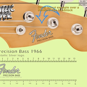 Präzisions Bass 1966 SILBER LOGO - Wasserschiebefolie Abziehbild