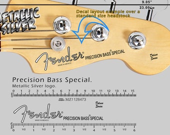 2 Adesivi Decalcomania Per Paletta Chitarra Fender Precision Bass - Vinile UV