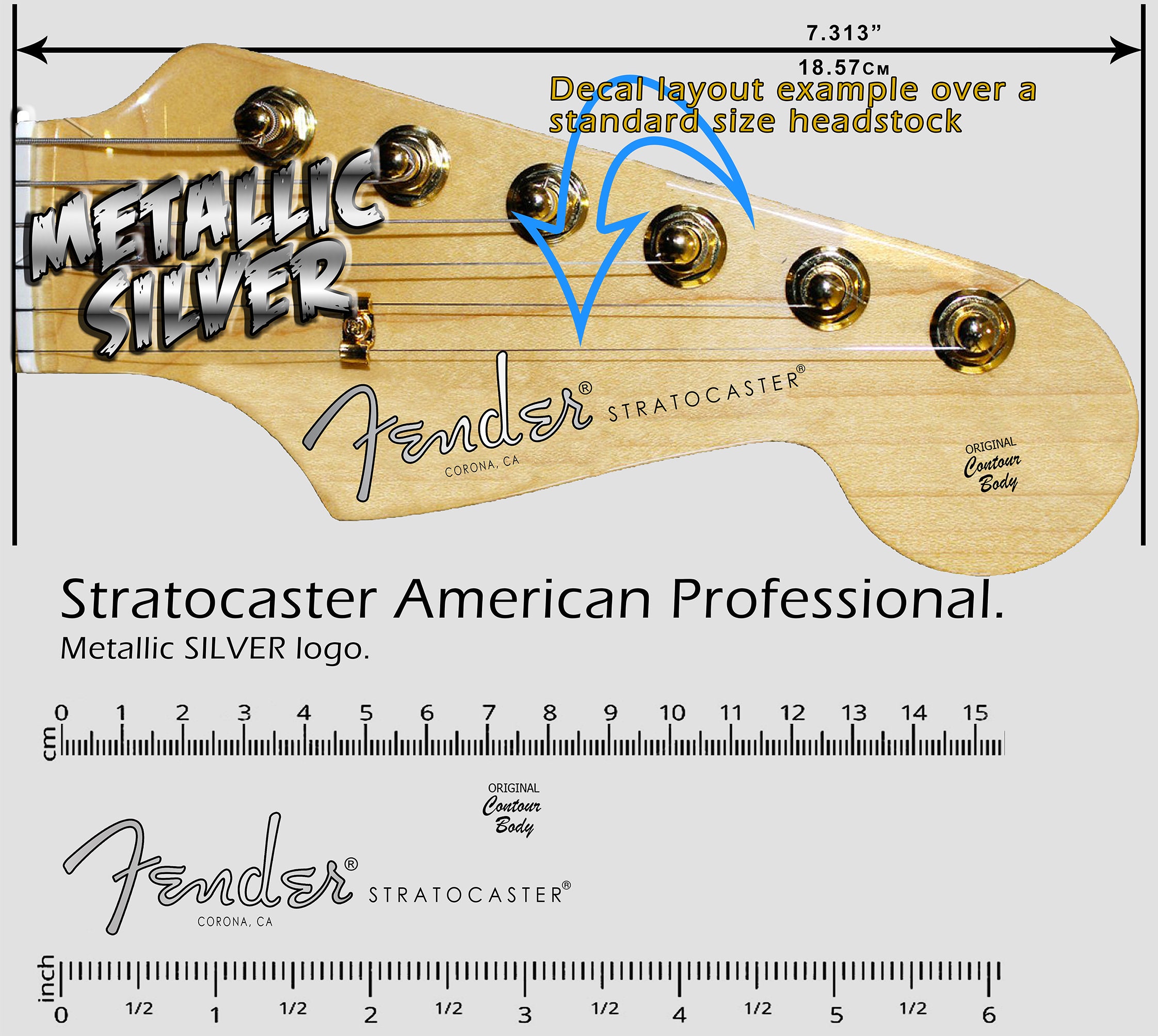 Fender custom shop Stratocaster 旧ロゴ Stratocaster American Professional SILVER LOGO - Waterslide Decal