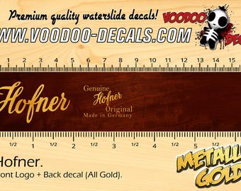 Hofner logo + Back Decal (ALL GOLD) - Waterslide Decal