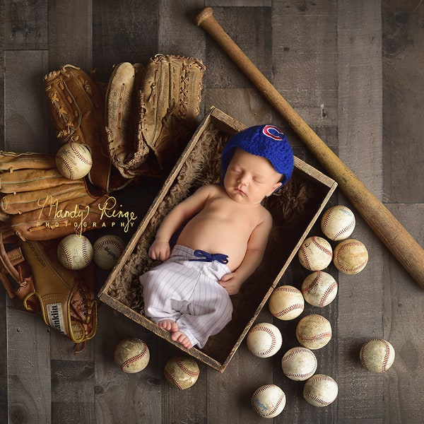 Newborn Digital Backdrop, Vintage Baseball Digital Background, Balls, Bat, and Glove