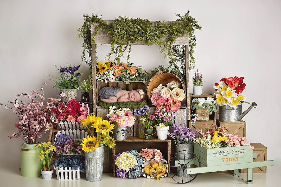 Newborn Digital Backdrop, Spring Flower Stand - Etsy