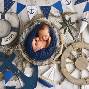 Newborn Digital Backdrop, Nautical Ship Background
