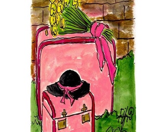 Fashionable Luggage Yellow Flowers card