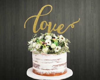 Love Glitter Cake Topper for Wedding, Engagement, Anniversary