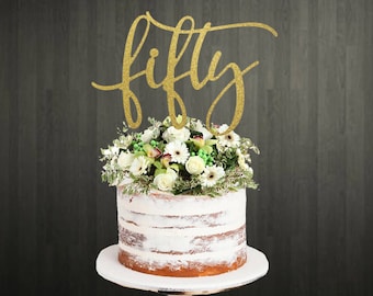 50th Birthday Cake Topper  | Custom Cake Topper | Stunning Glitter Colours