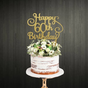 60th Birthday Cake Topper Glitter Card image 1