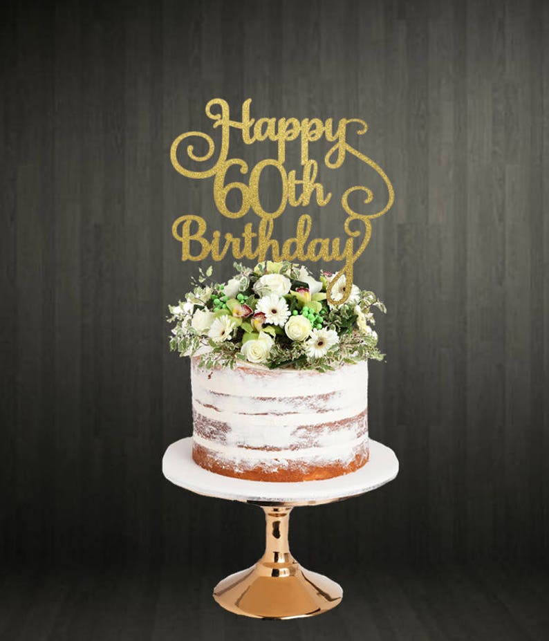 60th Birthday Cake Topper Glitter Card image 1