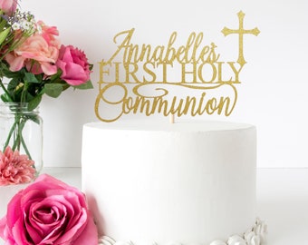 Personalized First Holy Communion Cake Topper | Glitter Card | Custom Cake Topper | Stunning Glitter Colours