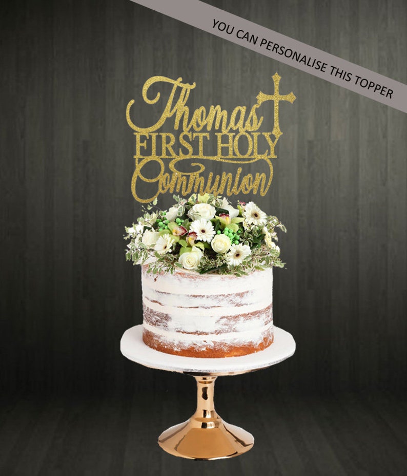 Personalized First Holy Communion Cake Topper Glitter Card Etsy Australia