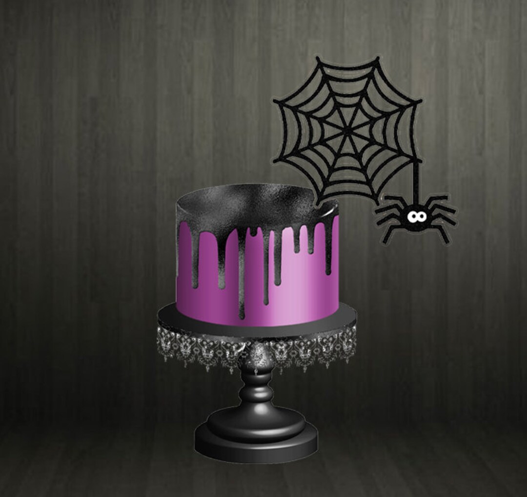 Halloween Spider  Cake Topper Happy Halloween Cake Topper Etsy
