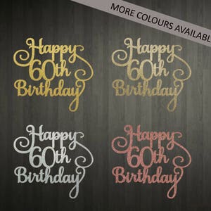 60th Birthday Cake Topper Glitter Card image 2