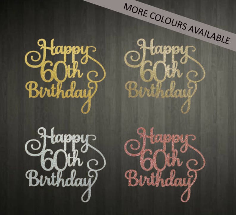 60th Birthday Cake Topper Glitter Card image 2