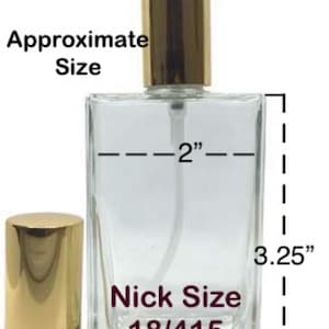Refillable Perfume Empty Glass Bottle With Metal Top Spray Atomizer 2oz, Travel Size.