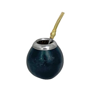 Mate Gourd Set with Bombilla, Yerba Mate Gourd Set, Traditional Mate Gourd with Bombilla 200ml, Hand Carved and Painted Mate