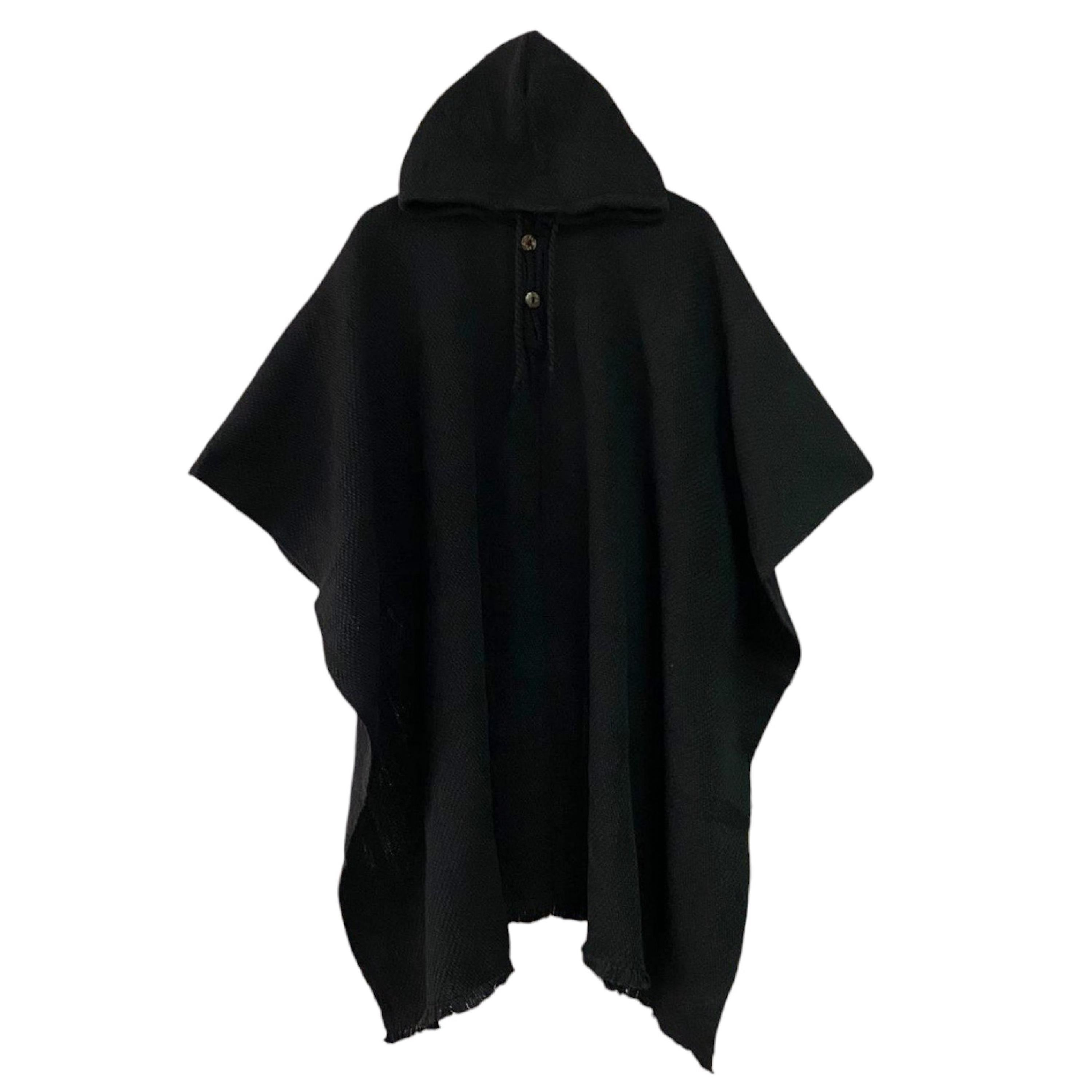 ジャケット・アウター Vintage 60's Wool Hooded Poncho Cape Vintage 1960s Embroidered Hippy Poncho - Hooded Cape - Blue