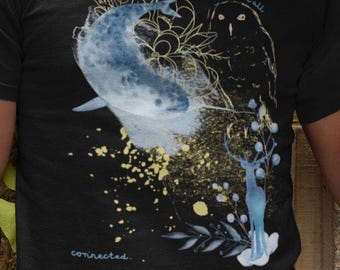 We Are All Connected Unisex t-shirt - Inter Relatedness in Nature and Deep Connection of Plants, Animals, Elements, and Self - Ecosystem Web