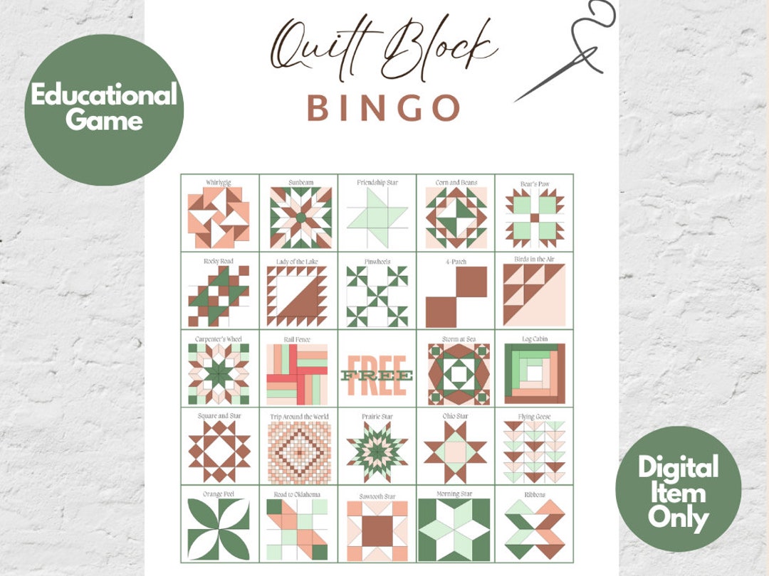 Quilt Bingo, Quilt Block Bingo, 30 Printable Quilt Bingo Cards